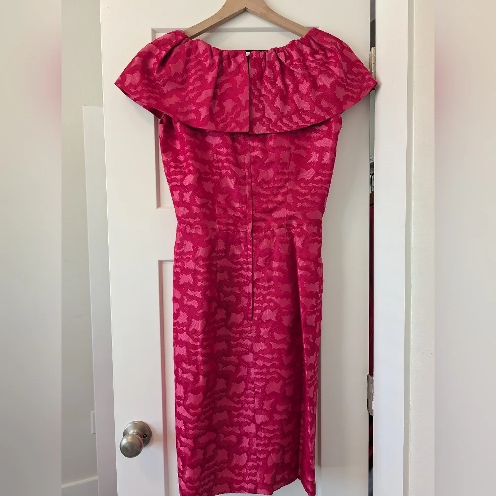 1960s Vintage Mitzi Marlow Mrs. Maisel Dress and Coat Jacket Hot Pink Taffeta - Picture 3 of 10